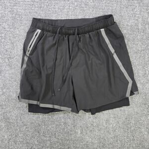 Lululemon Surge Short Mens Large Black Reflective Lined 6"
